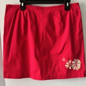 Liz Claiborne12 Golf Skort Red Floral Pocket Stretch Pickleball Active Bright